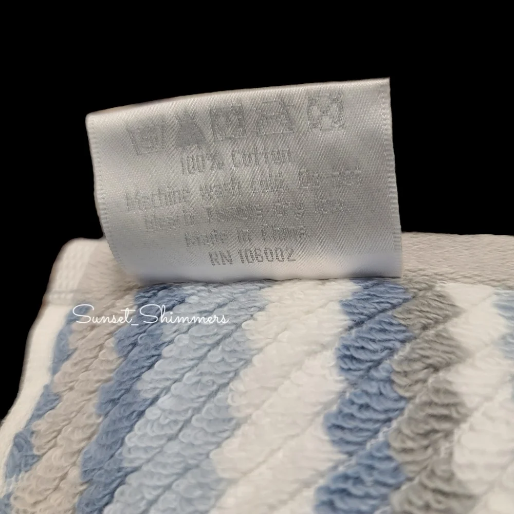 8pc Soho Living 2 Bath 2 Hand 4 Washcloth Set Rope Striped Blue Gray Towels
